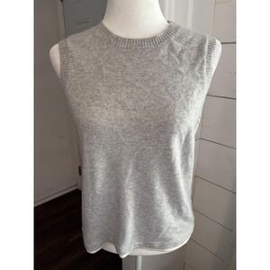 Autograph Sweater Womens 10 Gray Pure Cashmere Tank Top Minimalist Old Money